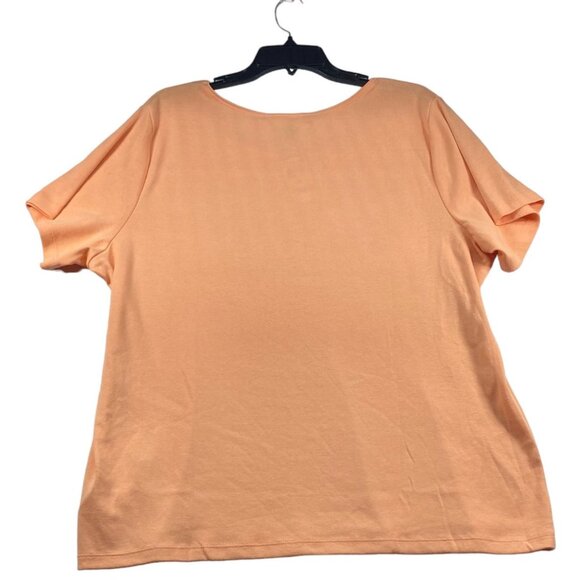 Karen Scott Shirt Womens Plus size 1X Orange Short Sleeve Scoop Neck Cotton New - Picture 2 of 7